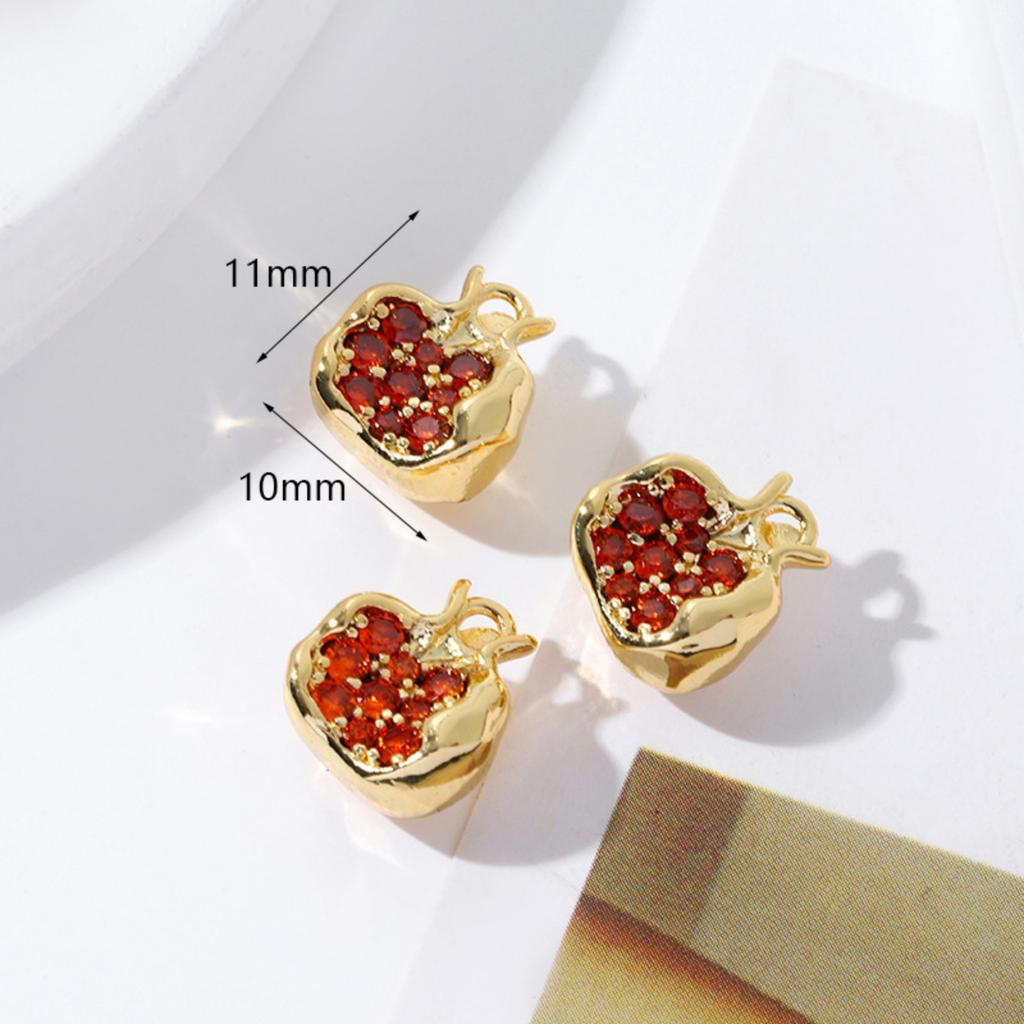 2 PCs Brass Charms 18K Gold Plated 3D Fruit Cherry Peach Strawberry Grape Pendants For Jewelry Making Necklace Bracelet DIY