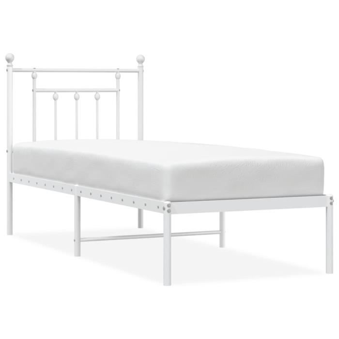 VidaXL Cadre de lit métal avec tête de lit blanc 75x190 cm 353576