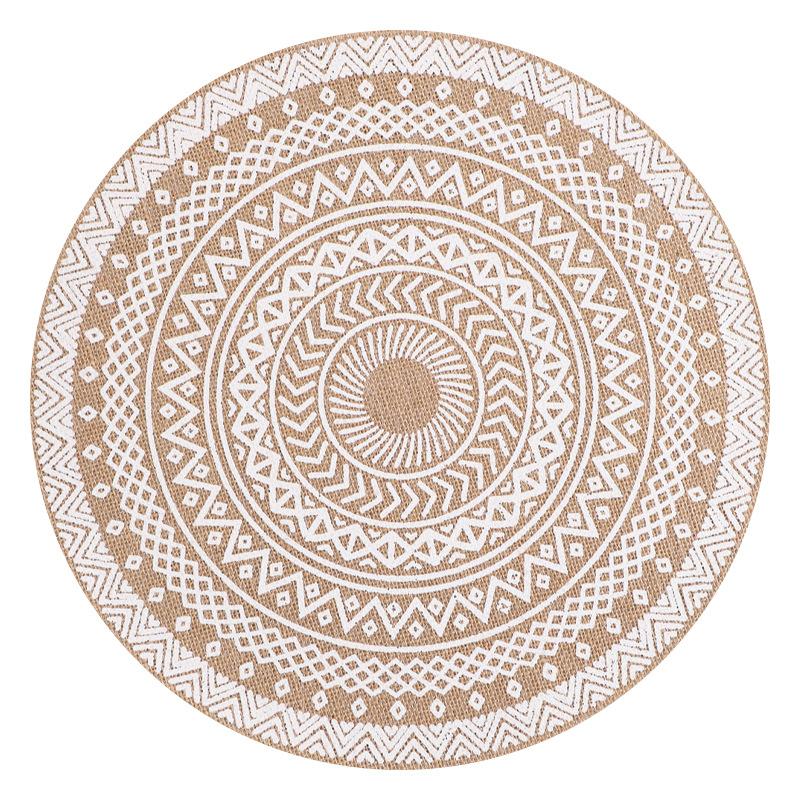 Large Round Jute Placemat Bohemian INS Style Silk Screen Printed Heat Resistant Table Mat Insulation Pad for Kitchen Dining Home Decoration