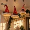 Housewarming Gifts for Christmas Lighted Santa Hat Hanging Chandelier, Warm LED String, Sequined Cone Pendant Decor with Polyester Fiber Festive Party