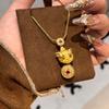Diamond-Encrusted Lucky Pixiu Pendant, Wei Xue'S Same Necklace, Three-Dimensional Chiseling Process, Transshipment, Gathering Wealth Collarbone Chain