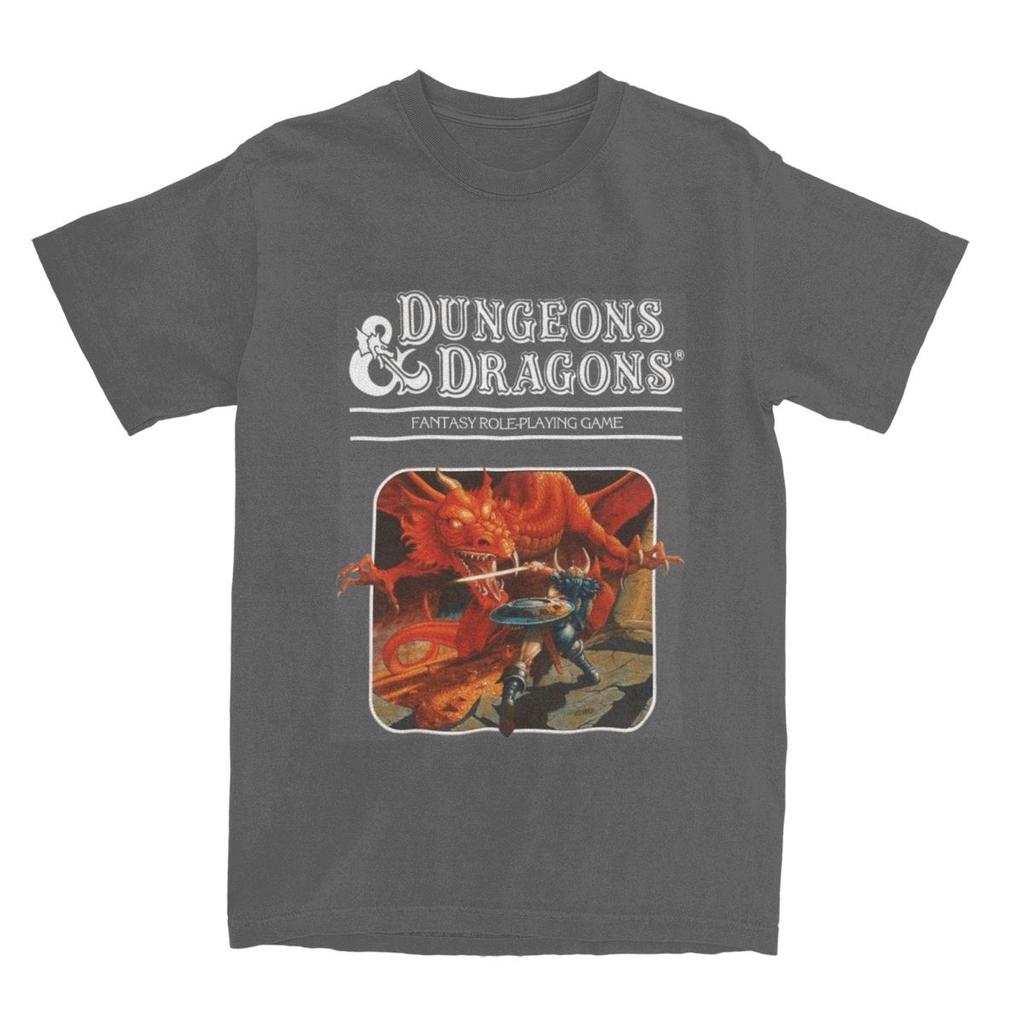 Men's Dungeon Dragon T-Shirts Base Set Artwork Pure Cotton Top Tees Summer Funny Short Sleeve O-Neck Hippie Print Large Size