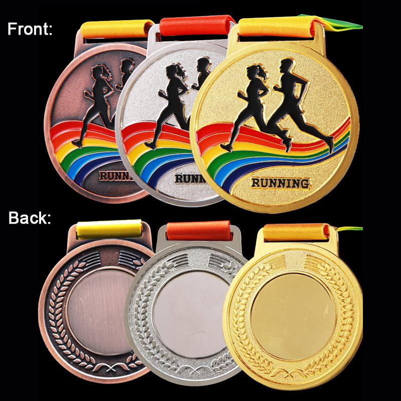Marathon Gold Winner Award Medals With Neck Ribbon 3D Running Runner 1St 2Nd Trophy Various Sport Souvenir Prize Gift Customized