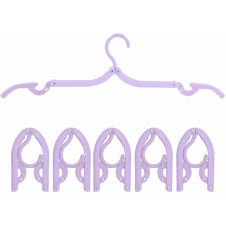 6PCS Portable Folding Clothes Hangers Clothes Drying Rack for Travel (Black)