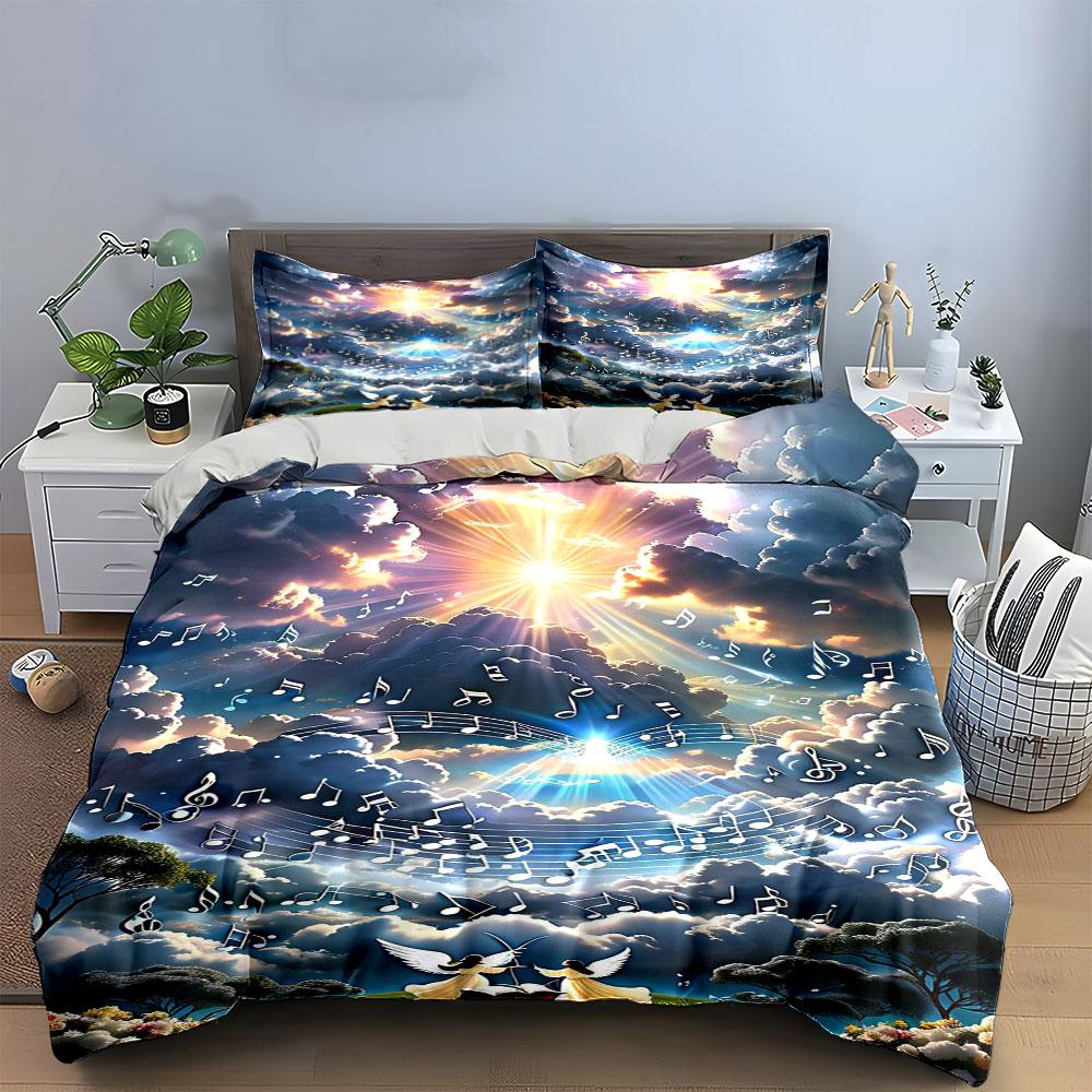 Sunlight, clouds, music notes. Bedding sets Duvet cover sets Duvet covers Pillowcases(1*Duvet Cover 2*Pillowcases without duvet insert)
