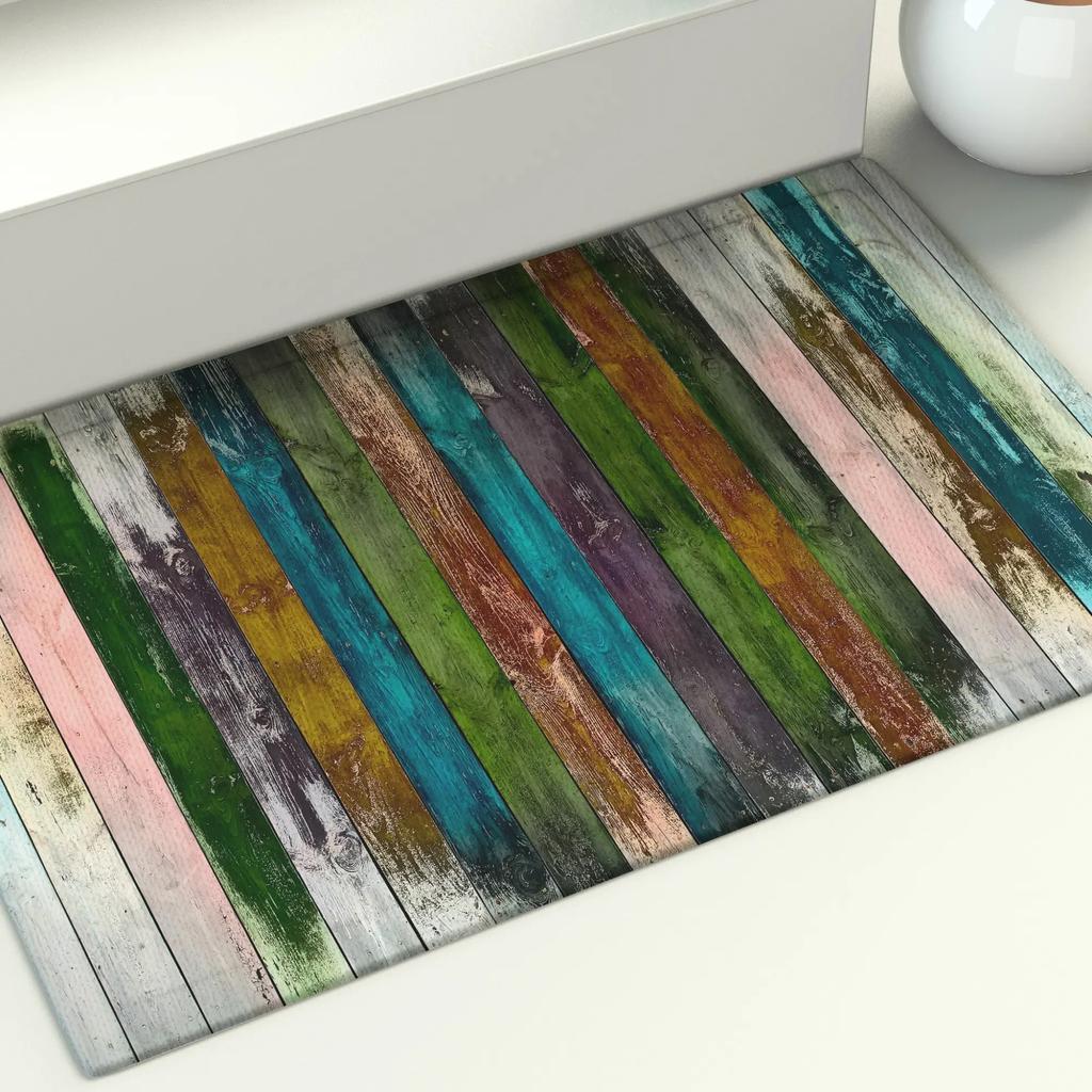 Retro Wood Grain Printed Floor Mats for Home Letter Geometric Entrance Door  Bathroom Non-slip    Decoration