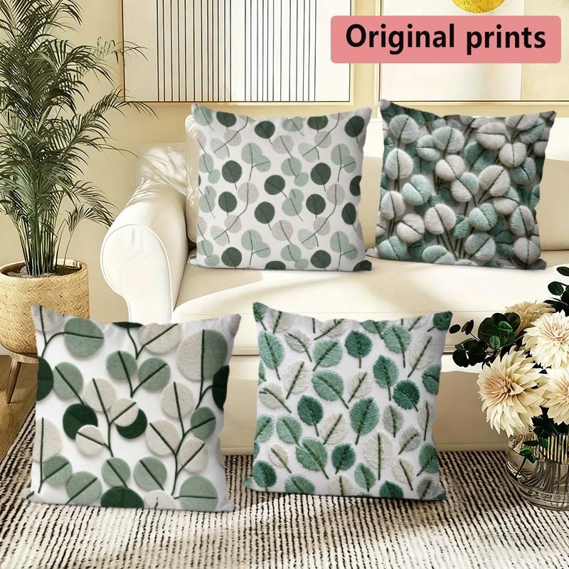 Eucalyptus Leaf Pillow Covers Pattern Cushion Cover Suitable for Sofa Bedroom Car Pillow Cover