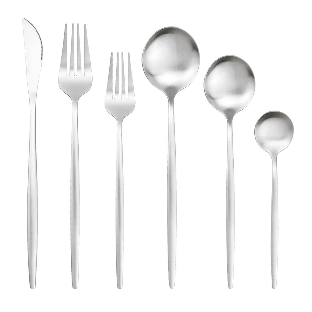 6Pcs Matte Gold Stainless Steel Daily Use Dinnerware Cutlery Set Tableware Teaspoon Flatware Wedding Dinner Dessert Set