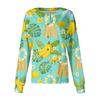 Women's Casual Long Sleeve Hawaiian Floral Print Single Button Scrub Cardigan Top for Uniform