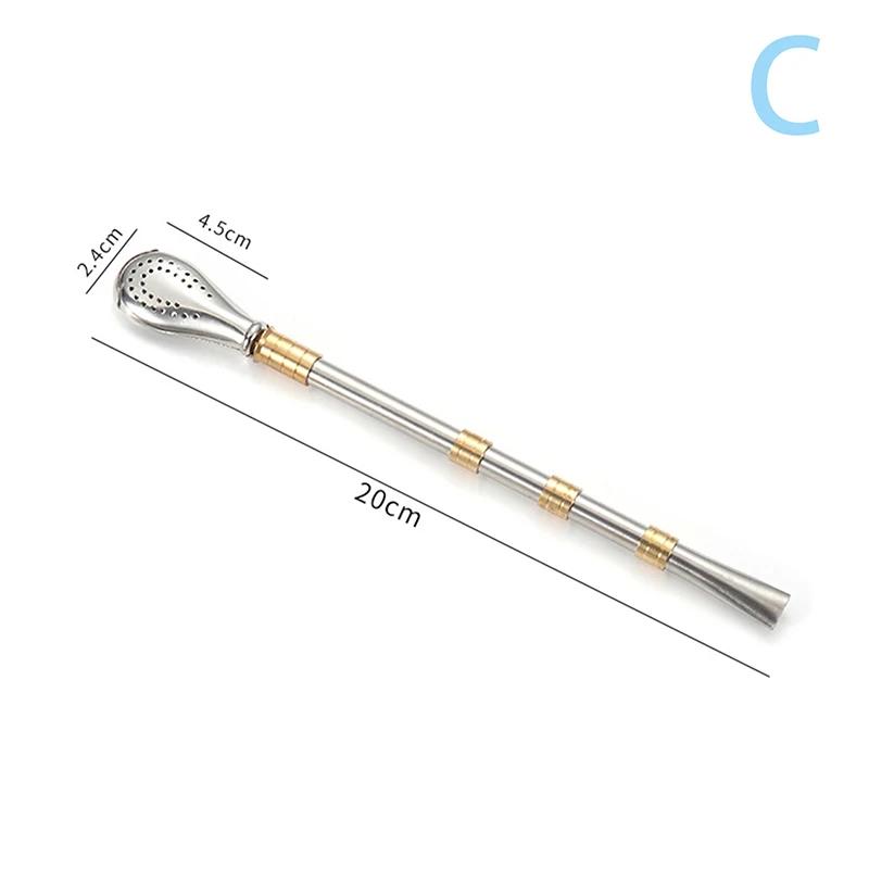 Drinking Straw Yerba Mate Tea Spoon Drinkware Stainless Steel Reusable Straws Metal Washable Tea Filter Cocktail Drinkware Bar