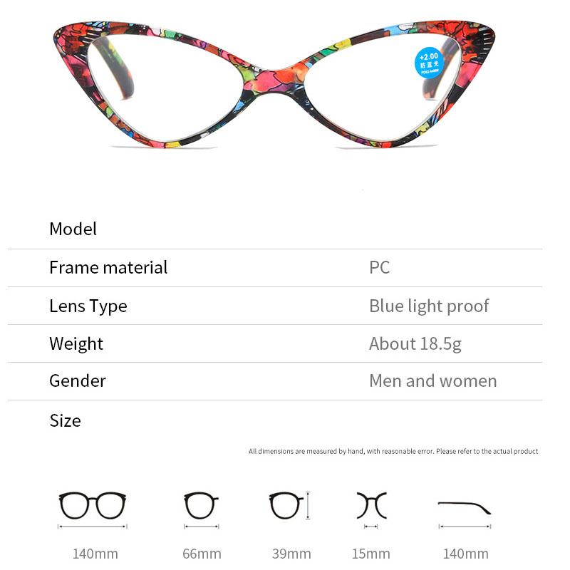 Unisex-Lesebrille mit Blaulichtfilter für Damen und Herren, Katzenaugen-Brille, Weitsichtigkeit, Korrekturbrille, modisch, ultraleicht, HD, Hyperopie