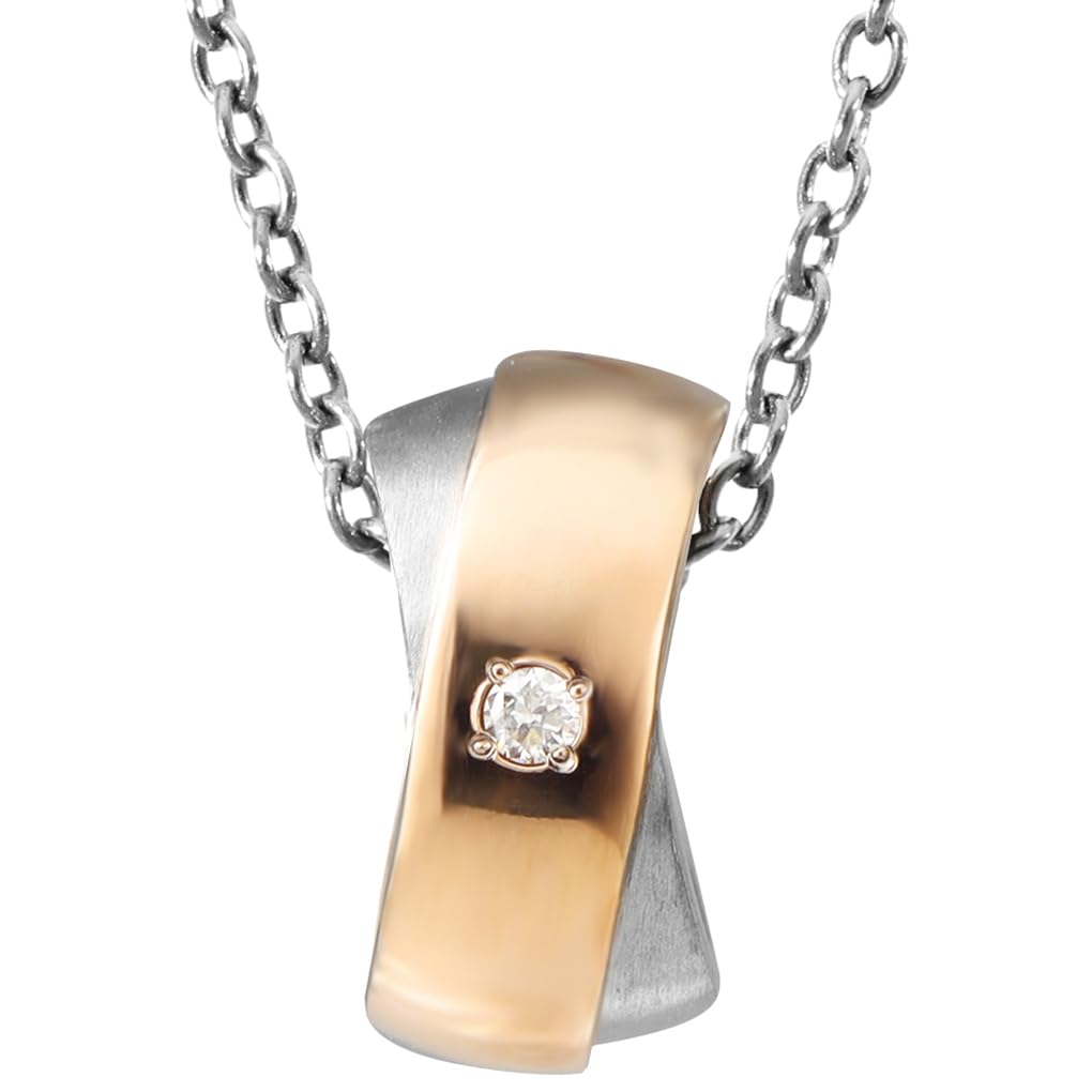 

Fe-fe x Phiten [Special Edition] Diamond Pink Line Titanium Ring Necklace for Women, Simple Pendant Top