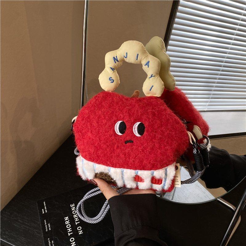 Cute cartoon foreign style mobile phone bag, exquisite personality, plush small storage bag, niche design, high-end shoulder bag