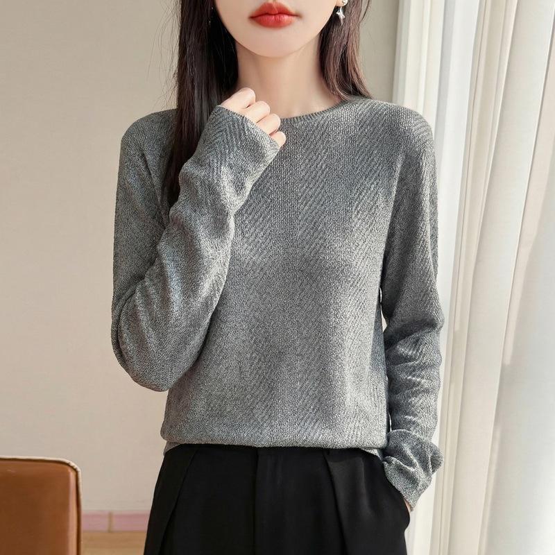French Style Round Neck Knit Pullover Women S Loose Fit Autumn Sweater