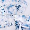Blue Bamboo Leaf Print Ink Wash Short Sleeve Loose Shirt