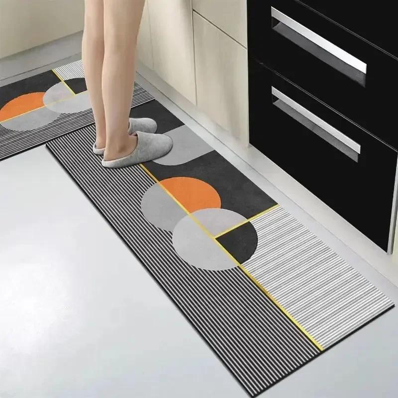

Kitchen Rugs Non-slip Waterproof Floor Mat Oil-proof Pvc Carpet Home Decoration Anti-slip Leather Rug Alfombra De Cocina 50x80cm