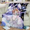 3D Cartoon Captor Anime Cute Card Sakura Blanket,Soft Throw Blanket for Home Bedroom Bed Sofa Picnic Office Cover Blanket Kids