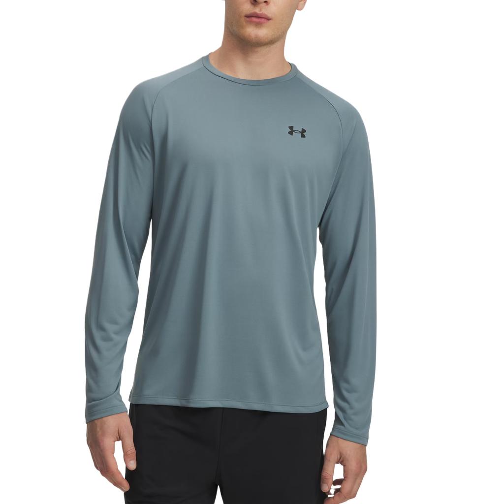 Under Armour Tech Shirts Men's Jasper Blue/Black Crew Neck Moderate 1328496-587