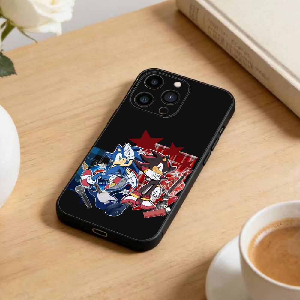 Hedgehog Knuckles Phone Case For iPhone 16,15,14,13,12,17,Pro Max,Plus Silicone Black Case