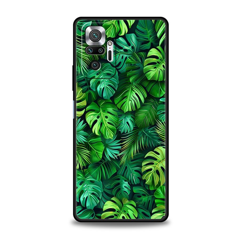Leaves Monstera Green Phone Case For Xiaomi Redmi Note 14 13 5G 10 11 12 Pro Plus 4G 14C 13C 12C 10C Black Cover