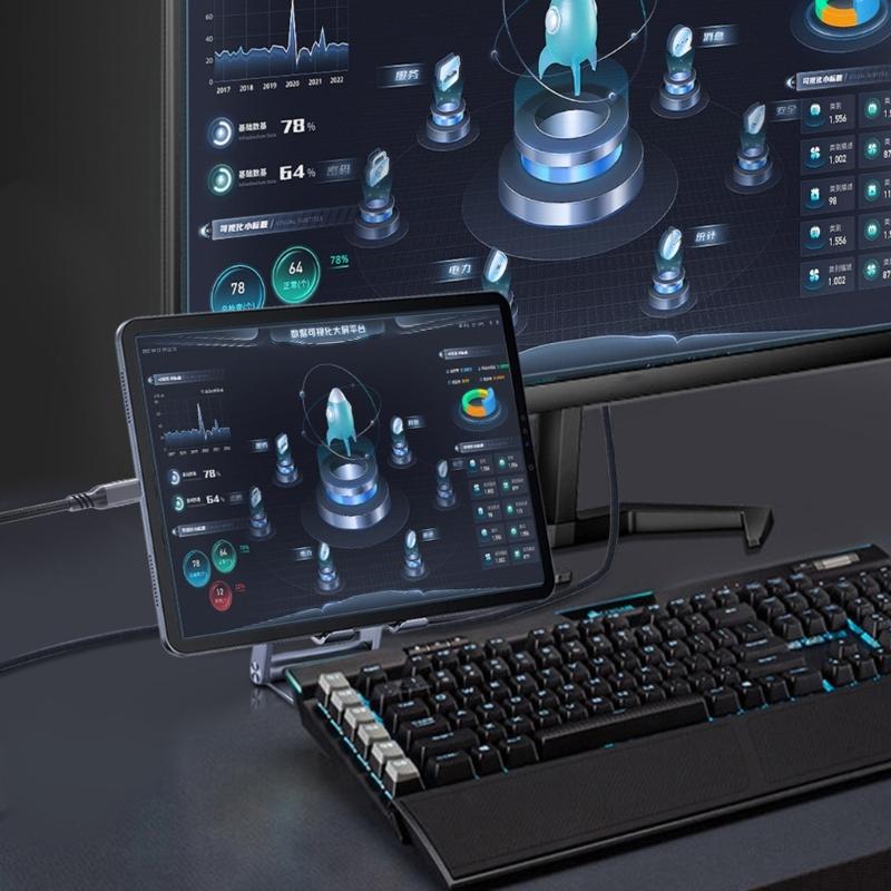 USB C to HDMI-Compatible Cable Converters Wire Supports 4K@60Hz Type C to HDTV Display Adapters Cord