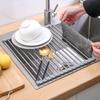 Foldable Stainless Steel Sink Dish Rack and Drainer for Kitchen