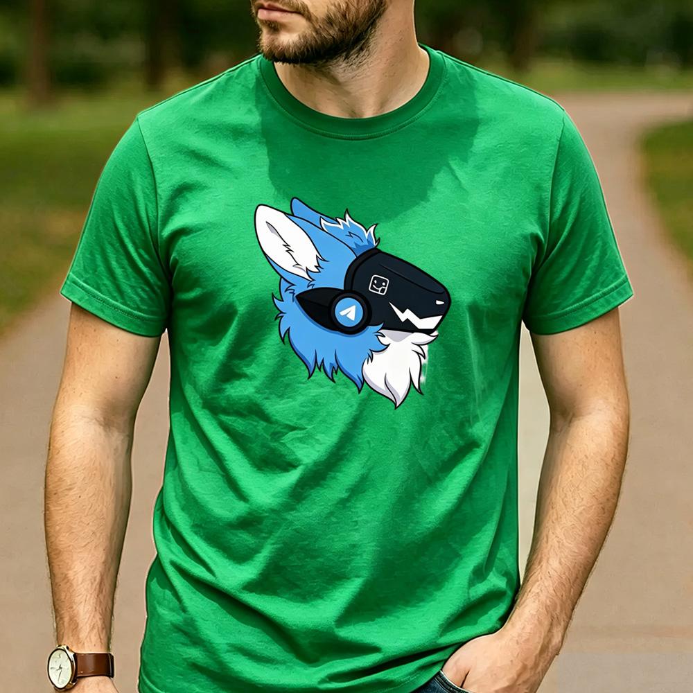 Bright Blue Fluff Protogen Arrow Ear Graphic T Shirt Unisex Crew Neck Short Sleeve Fandom Fan Holiday Gift Top