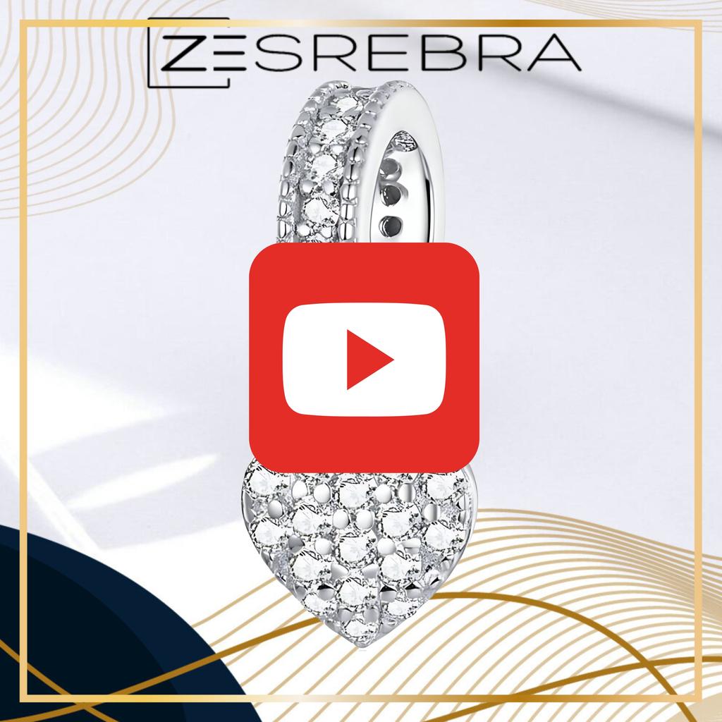 Charms Hanging Heart 925 Bead Pendant With Cubic Zirconia S925