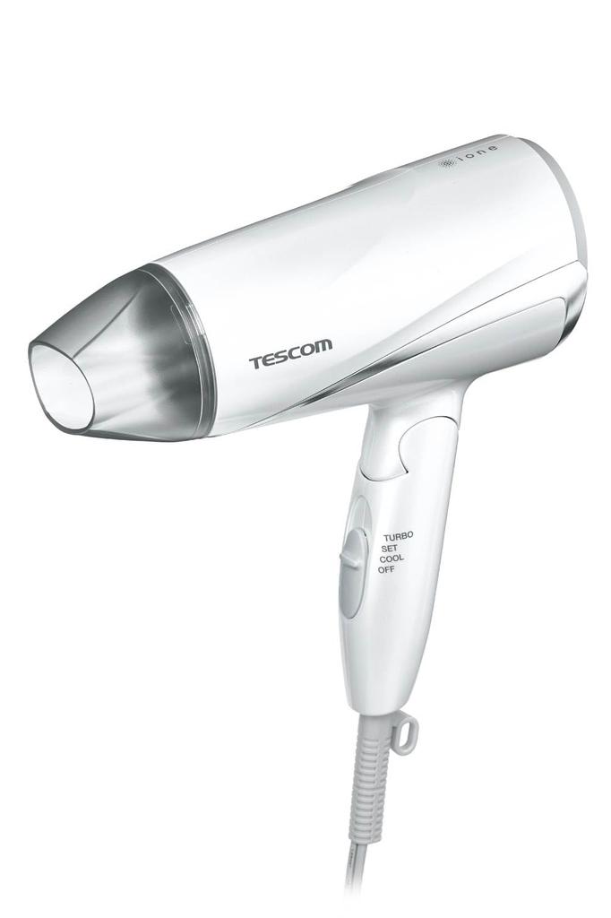 Tescom Hair Dryer, Negative Ion, Foldable, High Airflow, Lightweight, Cold and Warm Air, White, TD330B-W/E