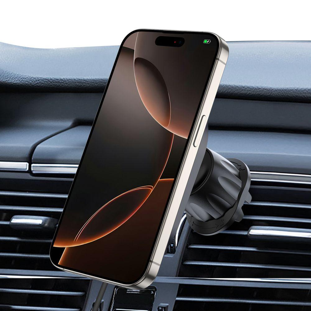 Tech-Protect Mm15W-V6 Magnetic Magsafe Dashboard & Vent Car Mount Wireless Charger 15W Black/Black