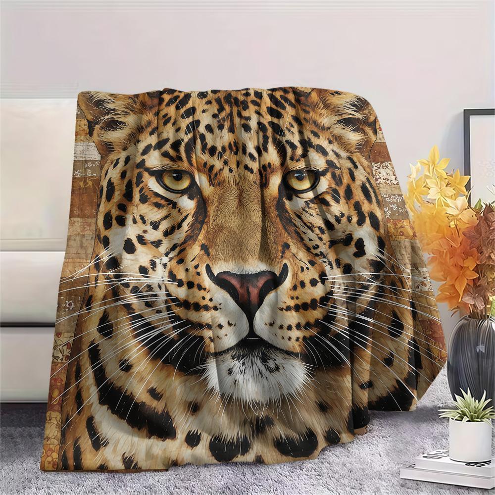 1PC Animals Print Flannel Blanket, High Quality Comfortable for All Seasons, Home Decor, Warmth and Comfort, Perfect for Christmas Gifts