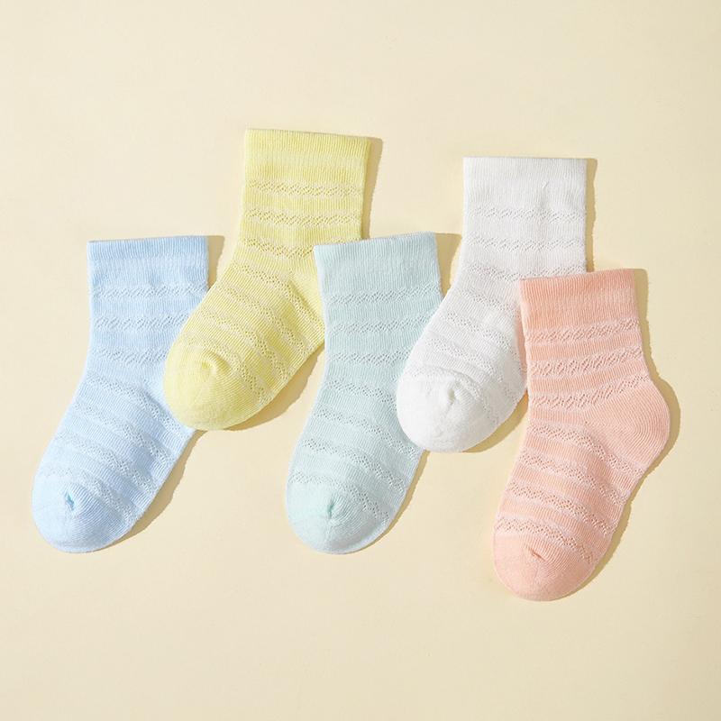 

5Pairs Summer Baby Mesh Socks Sweat-absorbing Breathable Children Short Sock Candy Color Newborn Cotton Sock 0-2Year Footwear 1-2year
