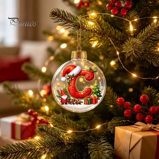 Winter Holiday Party Supplies 26?Letter Acrylic Christmas Ball Ornament, 3D Crystal Style Alphabet Decorative Ornaments for Fireplace Hanging