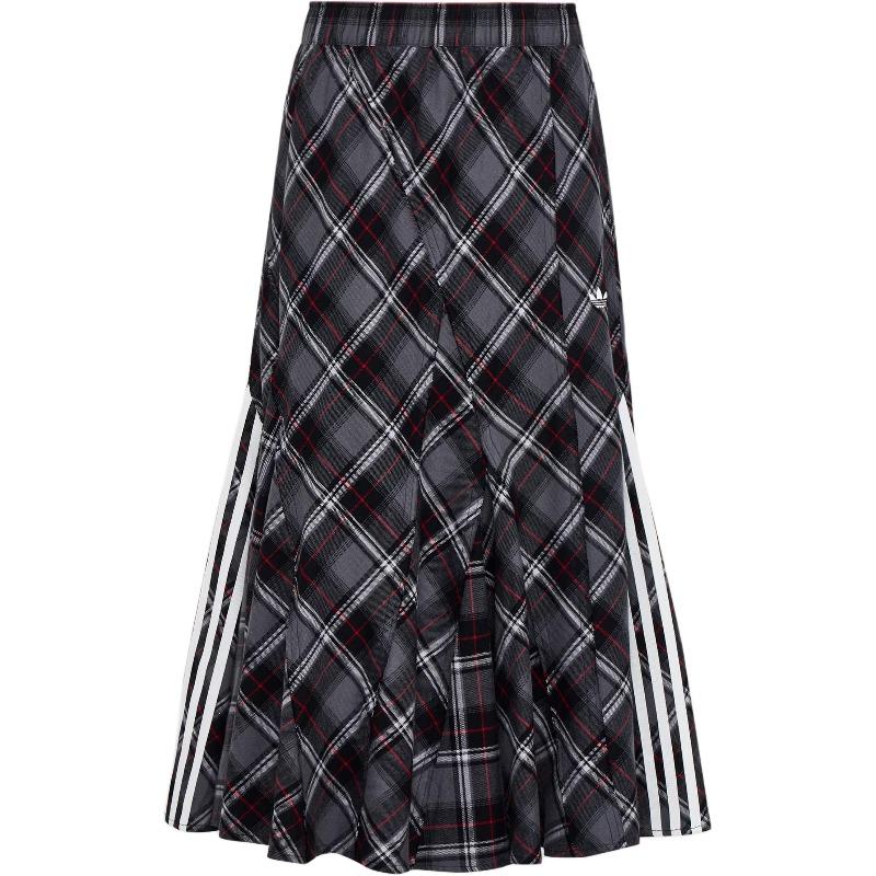 Adidas Originals Check Skirt Striped Plaid Sports Fashion Versatile Casual Long Skirt Women Skirts KT6381