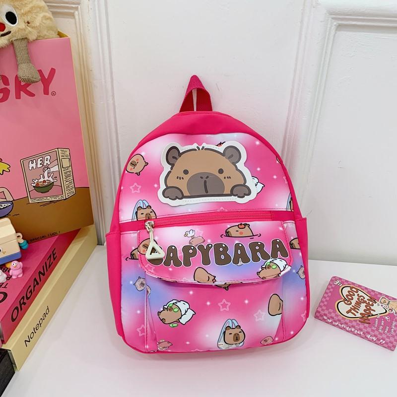 Mengqu Kapibara Boys And Girls Backpack Cute Printed Large Capacity Elementary School Bag Children S Backpack красный