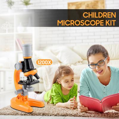 1200X Mikroskop Kinder Optisches Mikroskop mit LED-Licht Sammelflaschen 12 Stück Objektträger für Kinder Schüler Anfänger