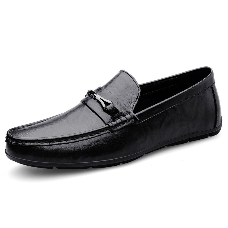 Fashion Men's Genuine Leather Loafers Handmade Men Driving Shoes Simple Moccasins Casual Male Business Shoes Leisure Walk Slip On Flats