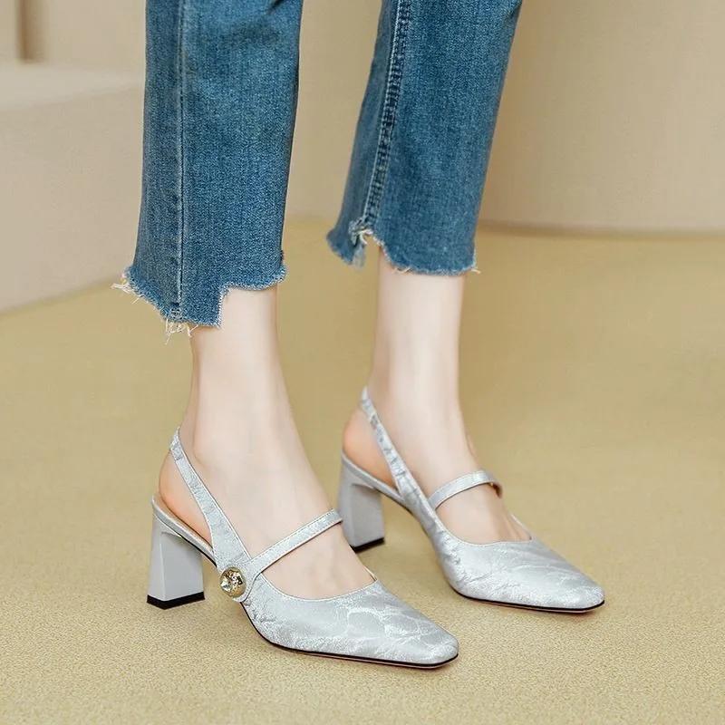 2025 Hot Sale Women's Shoes Mary Janes Women's High Heels New Slip On Office and Career Best Seller Summer Closed Toe Sandals