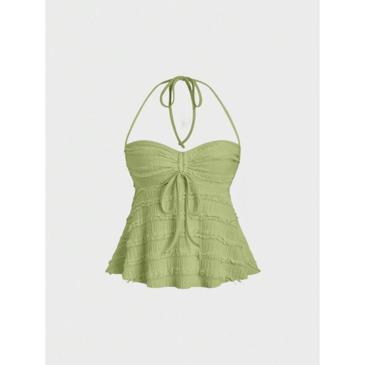 

Сексуальные трехмерные ощущения на шнуровке короткие бюстье модные топы с халтером и висячей горловиной L светло-зеленый