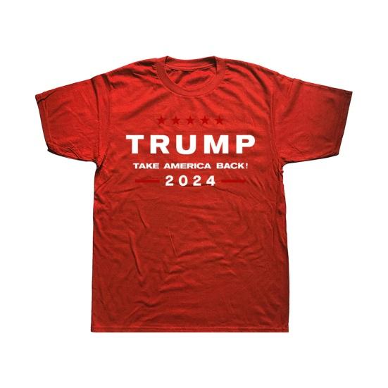 Summer T-shirt 2024 Trump President Election Letter Print Individual Round Neck Short Sleeves Loose Soft Breathable Campaign Top