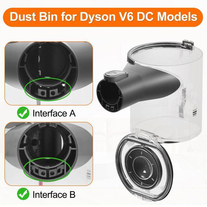Bac à poussière de remplacement pour Dyson V6 (DC58/DC59/DC62/DC74) - Réservoir transparent Pièce détachée