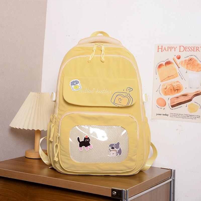 Schoolbag high value schoolbag female college student cute large capacity transparent bar pain bag ins backpack junior high school backpack