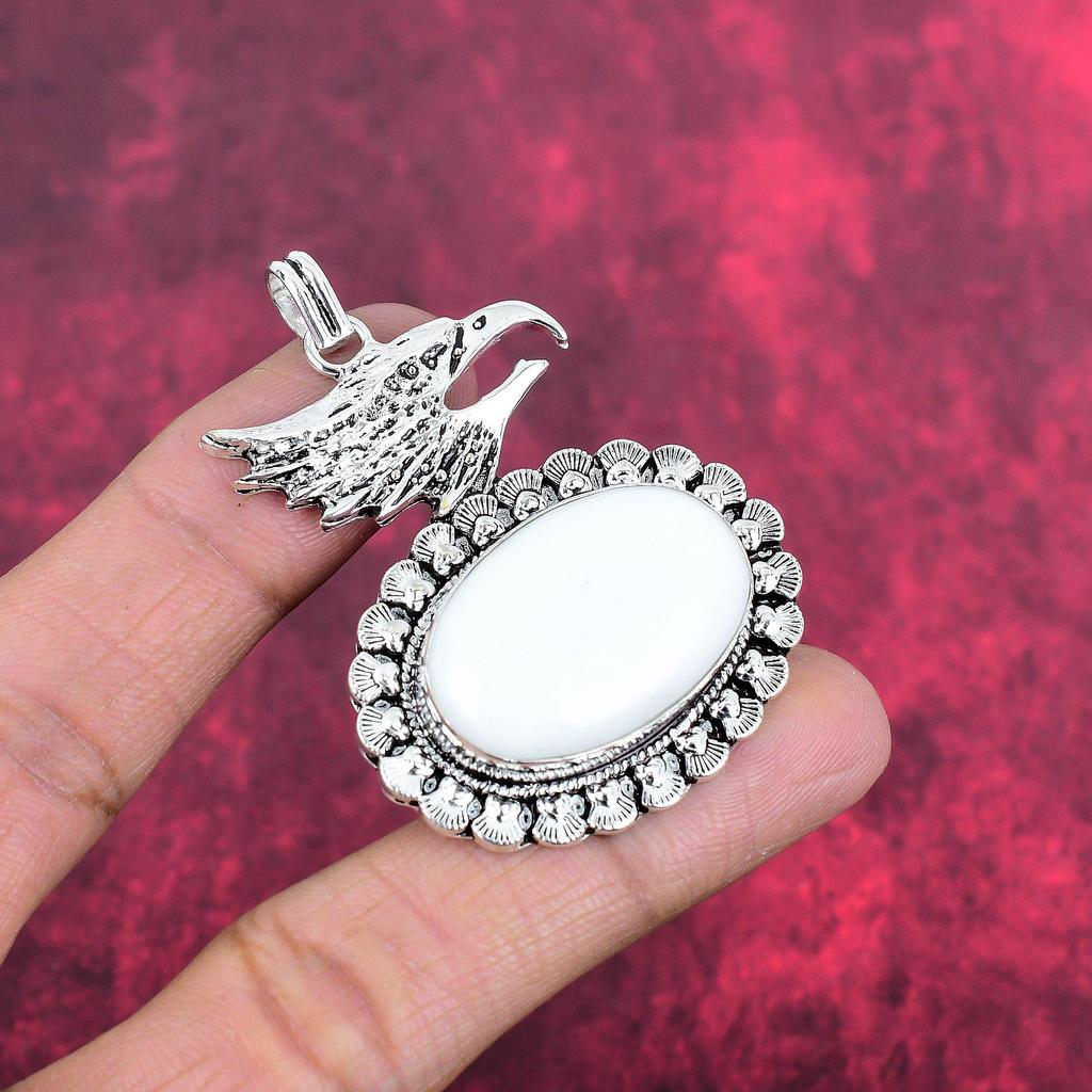 Ciondolo in argento sterling massiccio 925 con corallo bianco, gioielli con ciondolo in pietra preziosa fatti a mano, regali per la moglie, ciondolo nuovo di zecca