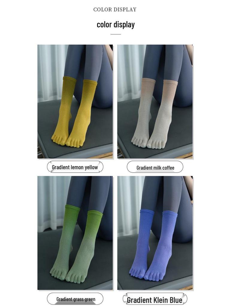 Verlaufende Rutschfeste Wadenlange Zehenspreizer Yoga Socken - Herbst/Winter Schweißabsorbierend Sportlicher Stil.