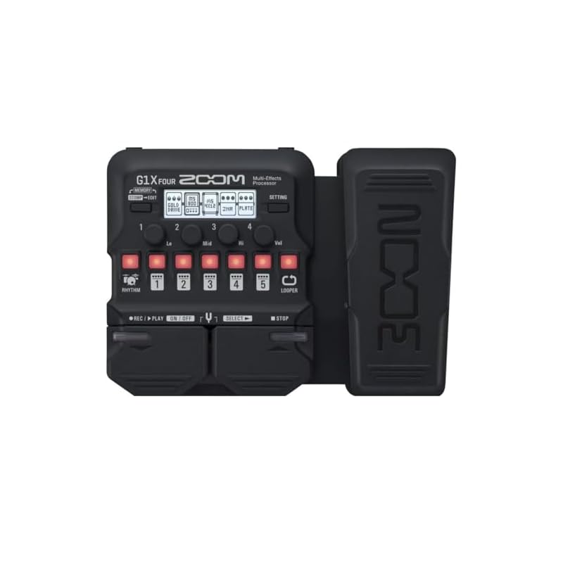ZOOM G1X FOUR Guitar Multi-Effects Processor with Pedal, Amplifier Simulator, Over 70 Effects, Battery Powered, Looper, Built-in Drum Machine,