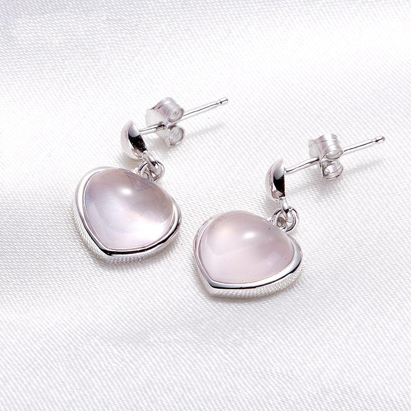 925 Sterling Silver Opal Heart Stud Earrings For Women Grils Wedding Gift Female Accesorios Pendientes Mujer Moda
