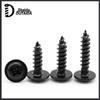 Black Carbon Steel Phillips Head Self-Tapping Screws with Washer, Pan Head, Sharp Tail, Sizes M1.4-M4.