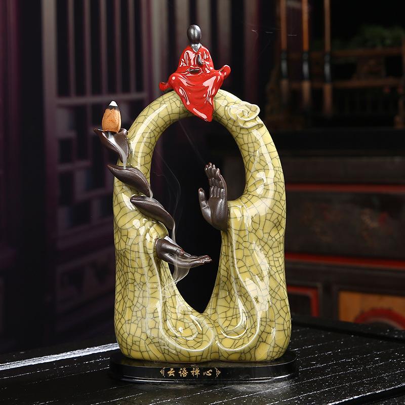 

Ceramic Backflow Incense Burner Resin Creative Indoor Sandalwood Aloes Ornaments Home Office Decoration білий