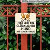 2D Flat, 1pc Vintage German Cocker Spaniel-like Dog Metal Sign - Retro Aluminum Wall Plaque with German Text "Your Dog Must Be Well-Behaved Here" for