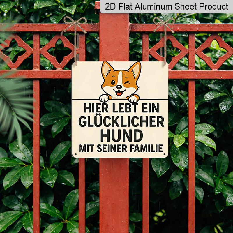 2D Flat, 1pc Vintage German Cocker Spaniel-like Dog Metal Sign - Retro Aluminum Wall Plaque with German Text "Your Dog Must Be Well-Behaved Here" for